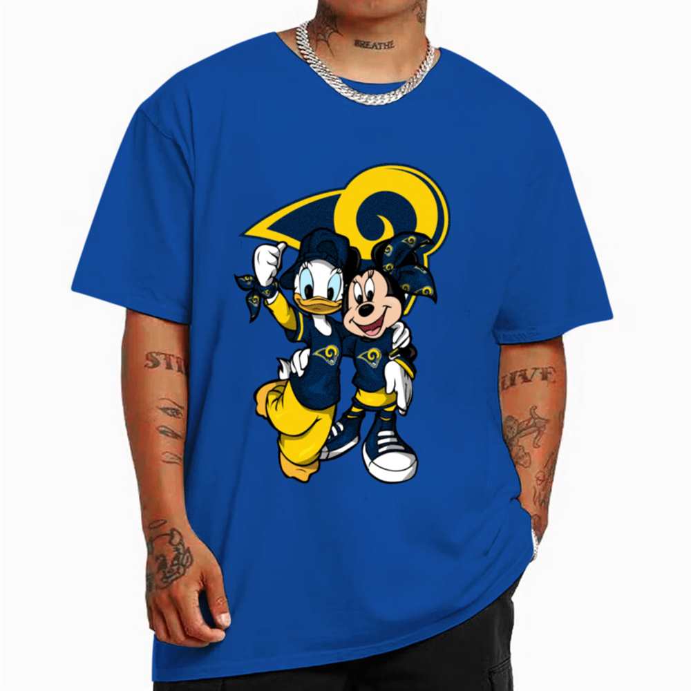 DISNEY MICKEY MOUSE LOS ANGELES RAMS CAME TO PLAY BLUE TEE SHIRT SIZE XL  NEW