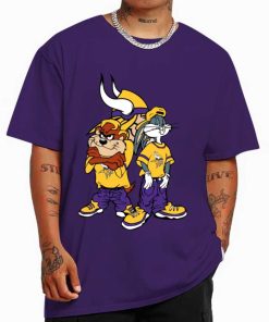 T Shirt Color DSBN325 Looney Tunes Bugs And Taz Minnesota Vikings T Shirt