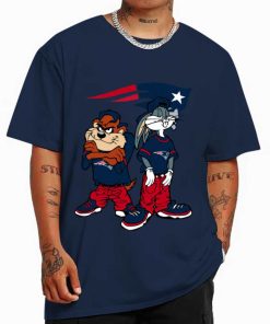 T Shirt Color DSBN341 Looney Tunes Bugs And Taz New England Patriots T Shirt