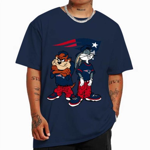T Shirt Color DSBN341 Looney Tunes Bugs And Taz New England Patriots T Shirt