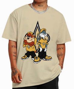 T Shirt Color DSBN360 Looney Tunes Bugs And Taz New Orleans Saints T Shirt