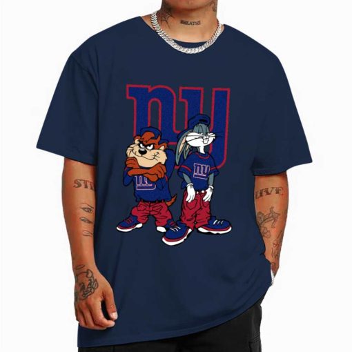 T Shirt Color DSBN384 Looney Tunes Bugs And Taz New York Giants T Shirt