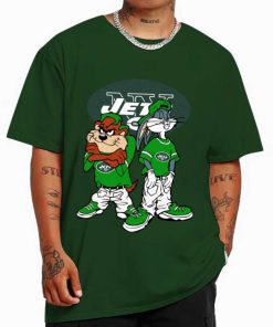 T Shirt Color DSBN387 Looney Tunes Bugs And Taz New York Jets T Shirt