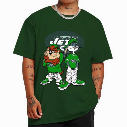 T Shirt Color DSBN387 Looney Tunes Bugs And Taz New York Jets T Shirt