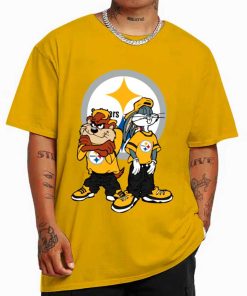 T Shirt Color DSBN427 Looney Tunes Bugs And Taz Pittsburgh Steelers T Shirt