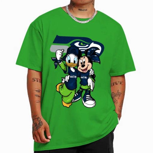 T Shirt Color DSBN450 Minnie And Daisy Duck Fans Seattle Seahawks T Shirt