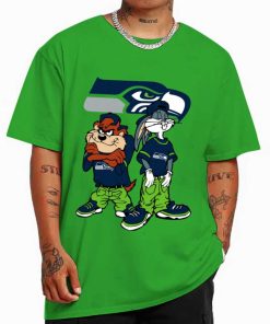 T Shirt Color DSBN452 Looney Tunes Bugs And Taz Seattle Seahawks T Shirt