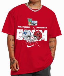 T Shirt Men 0 Red Middle Tennessee San Diego State Hawai i Boom Helmet Hawai i Bowl Champions T Shirt