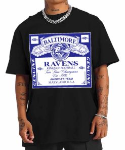 T Shirt Men DSBEER03 Kings Of Football Funny Budweiser Genuine Baltimore Ravens T Shirt