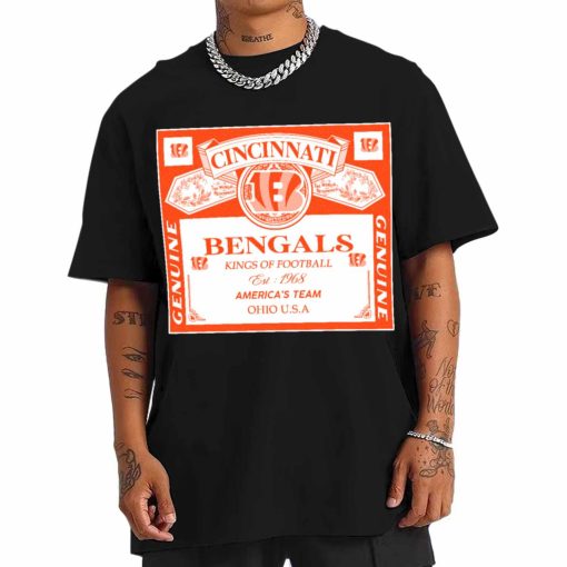 T Shirt Men DSBEER07 Kings Of Football Funny Budweiser Genuine Cincinnati Bengals T Shirt