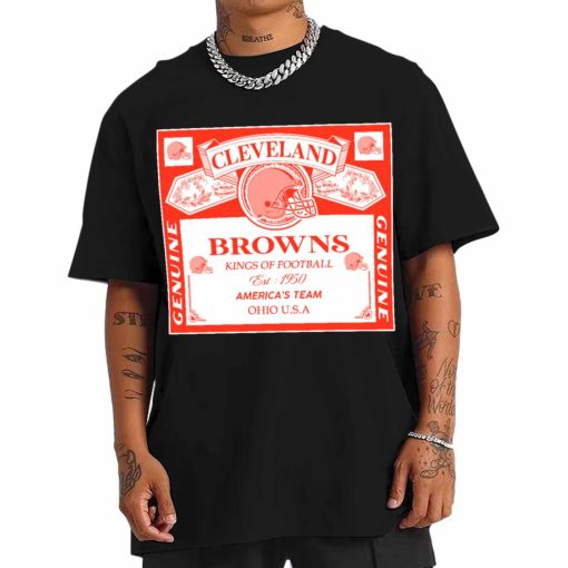 T Shirt Men DSBEER08 Kings Of Football Funny Budweiser Genuine Cleveland Browns T Shirt
