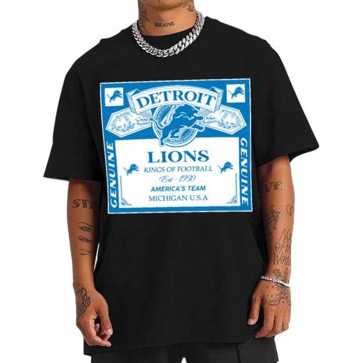 T Shirt Men DSBEER11 Kings Of Football Funny Budweiser Genuine Detroit Lions T Shirt