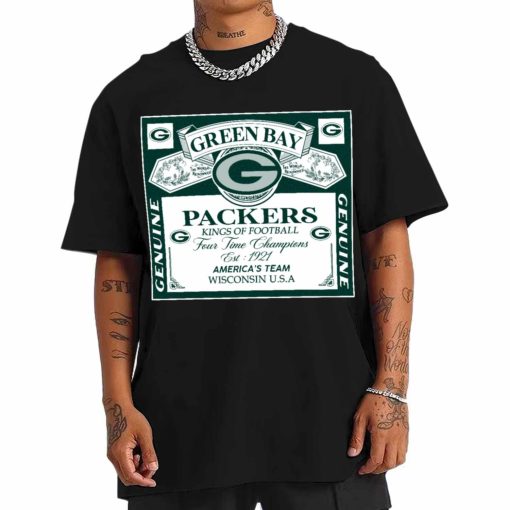T Shirt Men DSBEER12 Kings Of Football Funny Budweiser Genuine Green Bay Packers T Shirt
