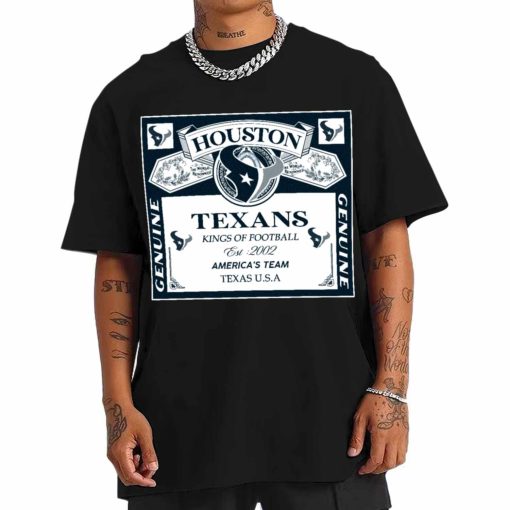 T Shirt Men DSBEER13 Kings Of Football Funny Budweiser Genuine Houston Texans T Shirt