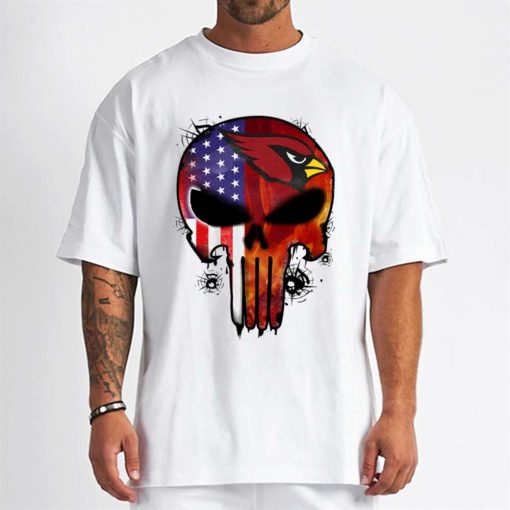 T Shirt Men DSBN015 Punisher Skull Arizona Cardinals T Shirt
