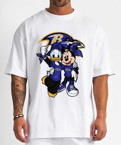 T Shirt Men DSBN038 Minnie And Daisy Duck Fans Baltimore Ravens T Shirt
