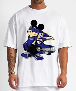 T Shirt Men DSBN045 Mickey Gangster And Car Baltimore Ravens T Shirt