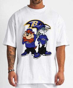 T Shirt Men DSBN048 Looney Tunes Bugs And Taz Baltimore Ravens T Shirt
