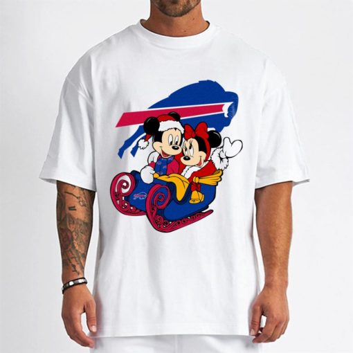 T Shirt Men DSBN051 Mickey Minnie Santa Ride Sleigh Christmas Buffalo Bills T Shirt