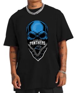 T Shirt Men DSBN065 Skull Wear Bandana Carolina Panthers T Shirt