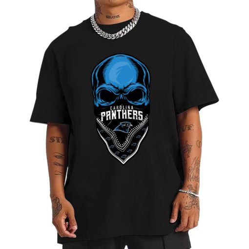 T Shirt Men DSBN065 Skull Wear Bandana Carolina Panthers T Shirt