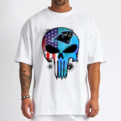T Shirt Men DSBN069 Punisher Skull Carolina Panthers T Shirt