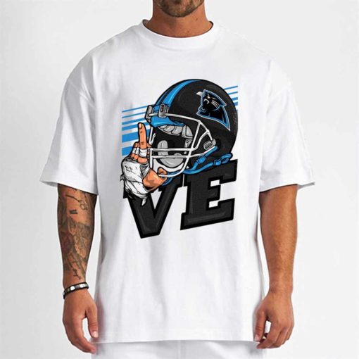 T Shirt Men DSBN074 Love Sign Carolina Panthers T Shirt