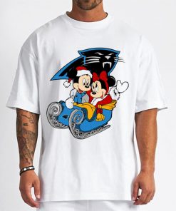 T Shirt Men DSBN078 Mickey Minnie Santa Ride Sleigh Christmas Carolina Panthers T Shirt