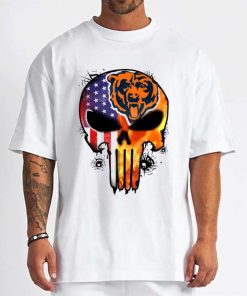 T Shirt Men DSBN085 Punisher Skull Chicago Bears T Shirt