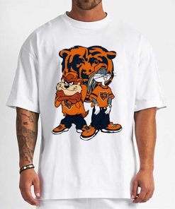 T Shirt Men DSBN089 Looney Tunes Bugs And Taz Chicago Bears T Shirt