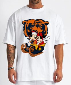 T Shirt Men DSBN091 Mickey Minnie Santa Ride Sleigh Christmas Chicago Bears T Shirt