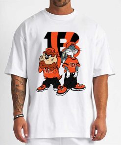 T Shirt Men DSBN110 Looney Tunes Bugs And Taz Cincinnati Bengals T Shirt