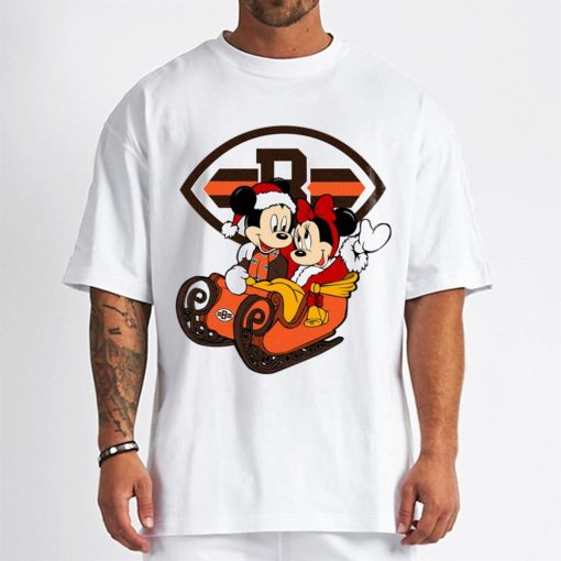 T Shirt Men DSBN116 Mickey Minnie Santa Ride Sleigh Christmas Cleveland Browns T Shirt