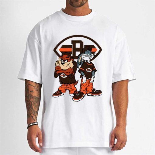 T Shirt Men DSBN123 Looney Tunes Bugs And Taz Cleveland Browns T Shirt
