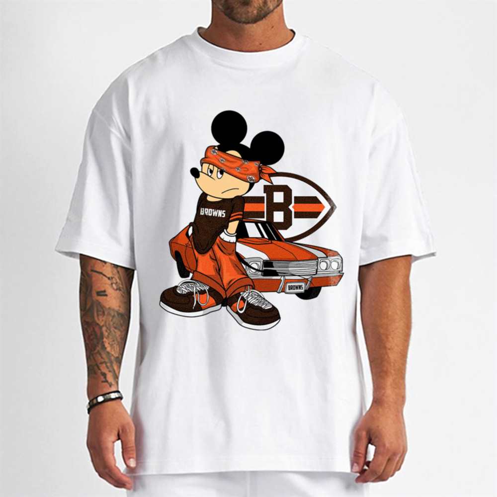 Mickey Gangster And Car Cleveland Browns T-Shirt