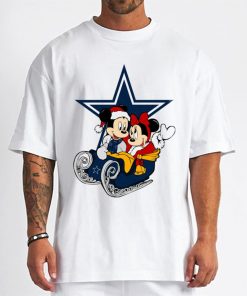 T Shirt Men DSBN132 Mickey Minnie Santa Ride Sleigh Christmas Dallas Cowboys T Shirt