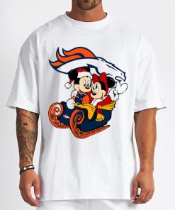 T Shirt Men DSBN147 Mickey Minnie Santa Ride Sleigh Christmas Denver Broncos T Shirt