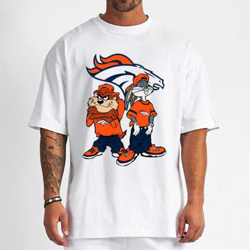 T Shirt Men DSBN154 Looney Tunes Bugs And Taz Denver Broncos T Shirt