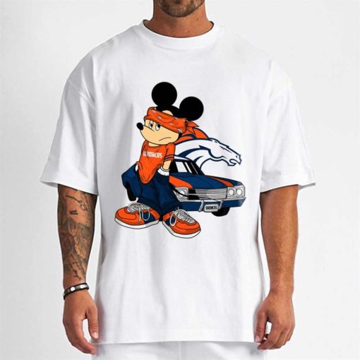 T Shirt Men DSBN157 Mickey Gangster And Car Denver Broncos T Shirt