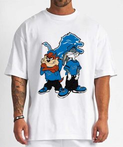 T Shirt Men DSBN163 Looney Tunes Bugs And Taz Detroit Lions T Shirt
