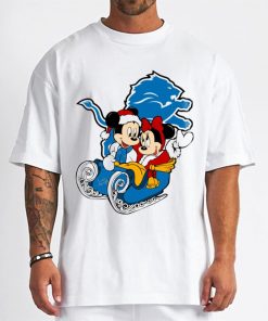 T Shirt Men DSBN168 Mickey Minnie Santa Ride Sleigh Christmas Detroit Lions T Shirt
