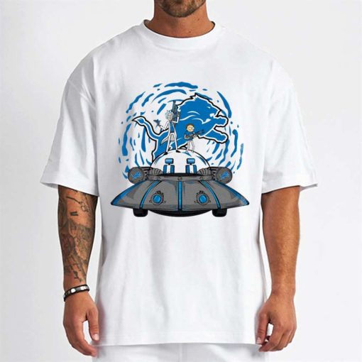 T Shirt Men DSBN170 Rick Morty In Spaceship Detroit Lions T Shirt