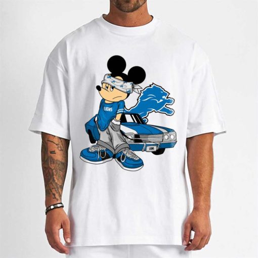 T Shirt Men DSBN171 Mickey Gangster And Car Detroit Lions T Shirt