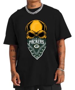 T Shirt Men DSBN177 Skull Wear Bandana Green Bay Packers T Shirt