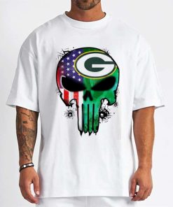 T Shirt Men DSBN182 Punisher Skull Green Bay Packers T Shirt