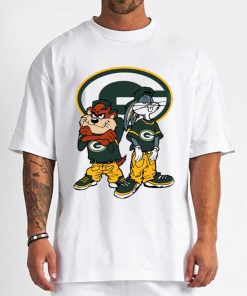T Shirt Men DSBN183 Looney Tunes Bugs And Taz Green Bay Packers T Shirt