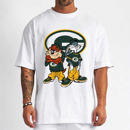 T Shirt Men DSBN183 Looney Tunes Bugs And Taz Green Bay Packers T Shirt