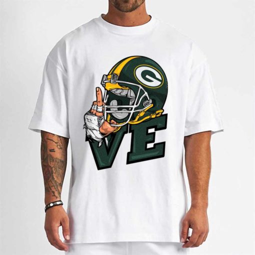 T Shirt Men DSBN186 Love Sign Green Bay Packers T Shirt