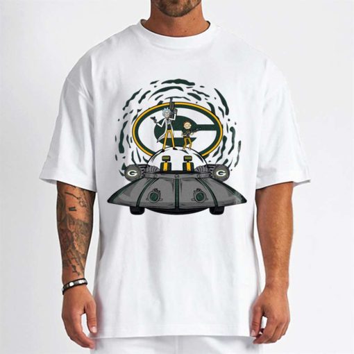 T Shirt Men DSBN188 Rick Morty In Spaceship Green Bay Packers T Shirt