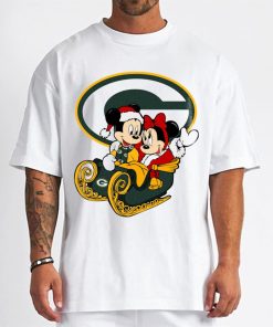T Shirt Men DSBN189 Mickey Minnie Santa Ride Sleigh Christmas Green Bay Packers T Shirt